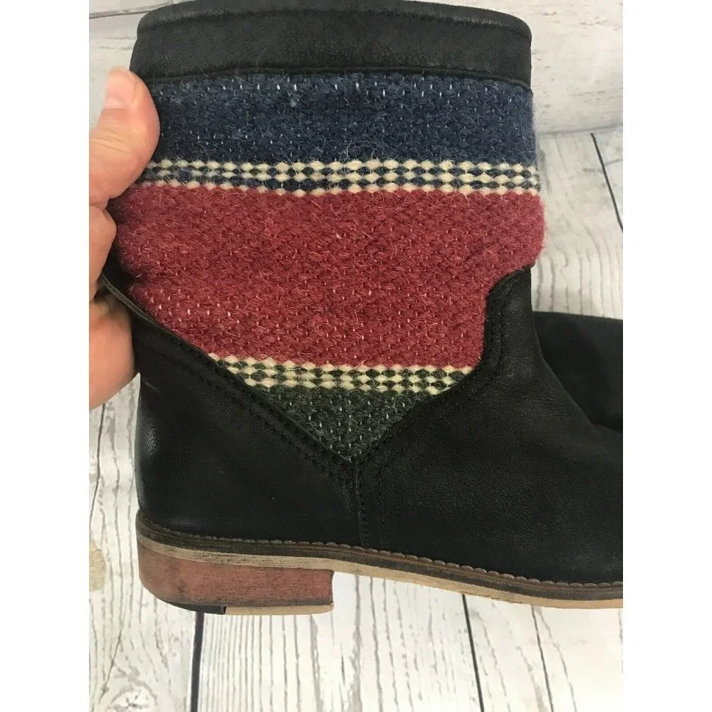 Seychelles Mid-calf Leather Boots Black multi-stri